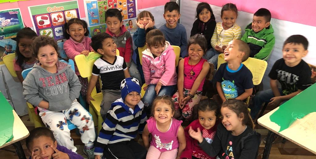 19 children at The Little Mountain School in Guatemala